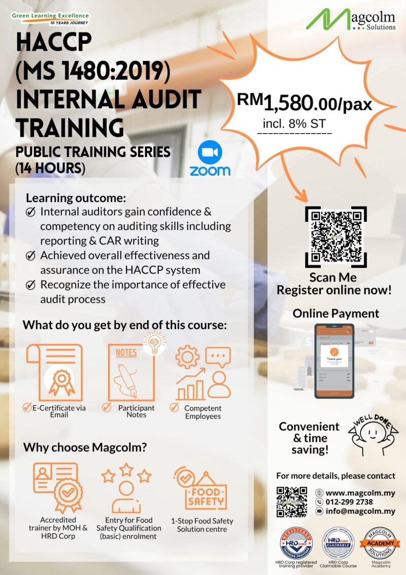 HACCP (MS 1480:2019) Internal Audit Training Online Public