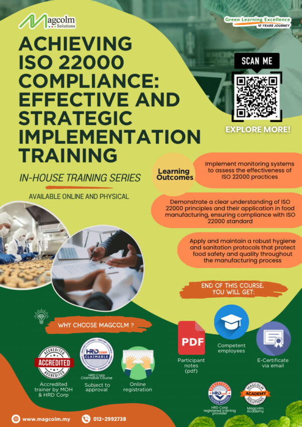 Achieving ISO 22000 Compliance: Effective And Strategic Implementation Training In-House (Customized)