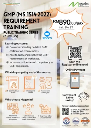 GMP (MS 1514:2022) Requirement Training Online Public Service Flyer