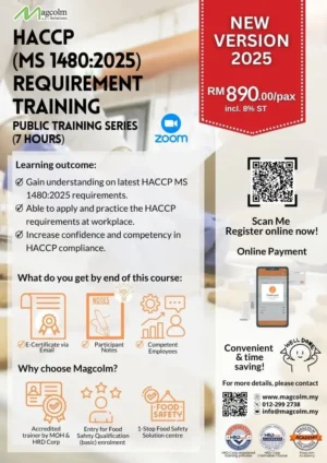 HACCP (MS 1480:2025) Requirement Training Online Public Service Flyer